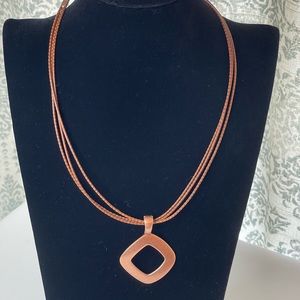 Premier Designs Copper Tone Pendant Necklace Triple Leather Cord
